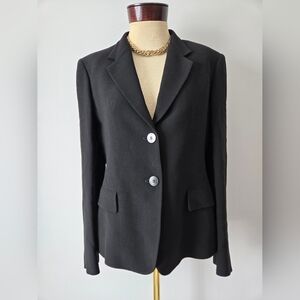 MAX MARA- Wool Blend Classic Black Women's Blazer - Tailored Two-Button. Size 8